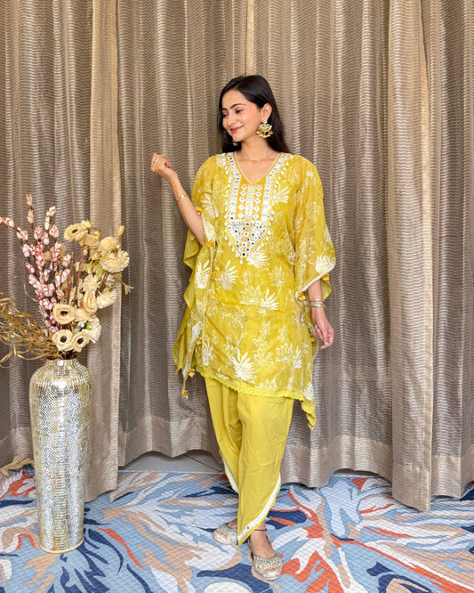 YELLOW KAFTAAN SET