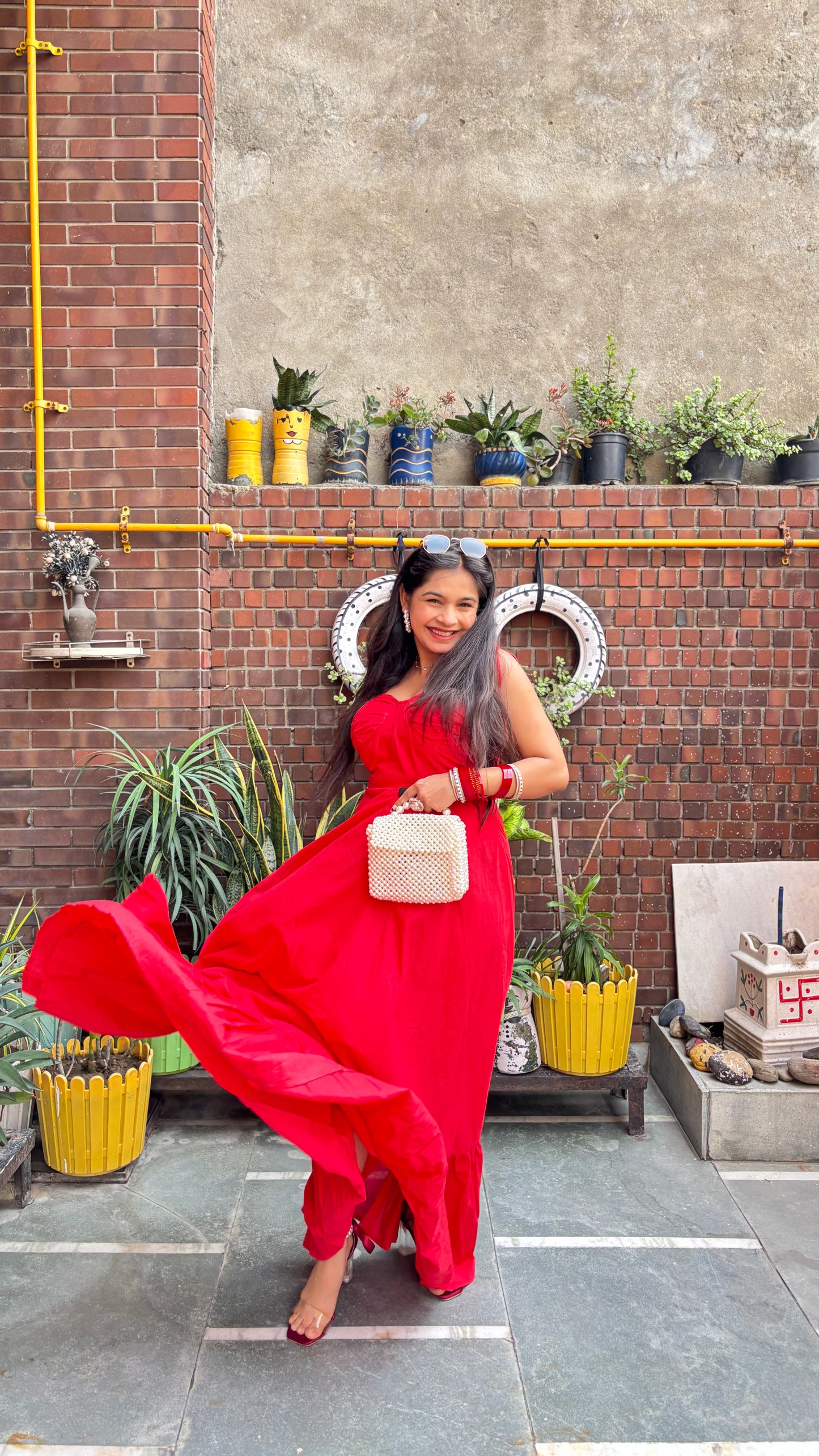 Hot Red Shoulder Tie-Knot Strappy Maxi
