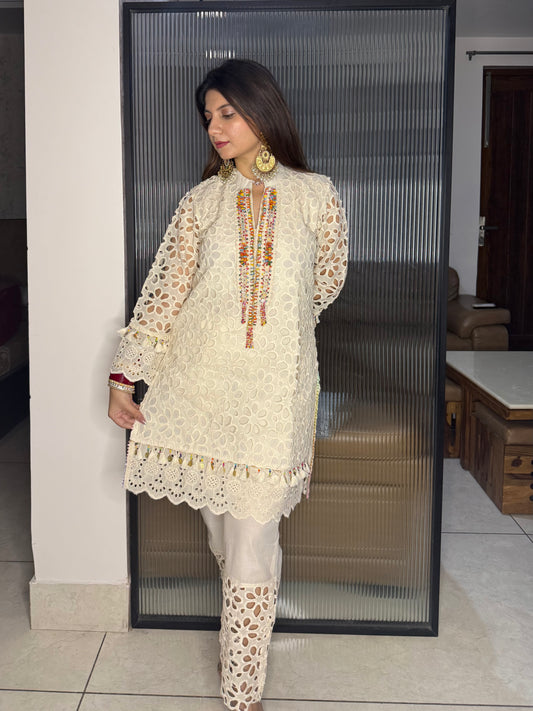 SCHIFFLI CREAM COORDSET